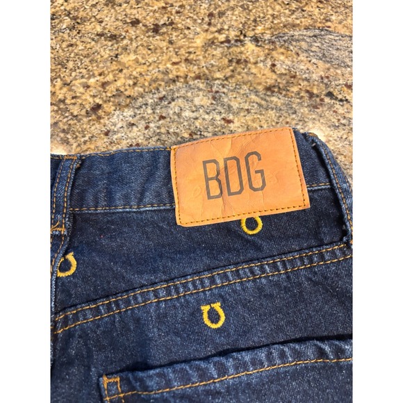 BDG Womens Cowboy Jeans Dark Wash Horseshoe Embroidered Straight Leg 27 - Picture 7 of 9